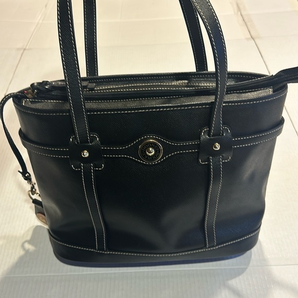Dooney & Bourke Handbags - Dooney & Bourke black purse satchel red inside  keychain inside outside pockets